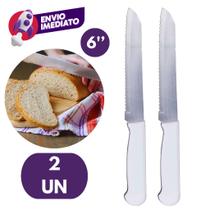 Faca Pão Profissional 6” Lâmina Serrilhada Cabo Branco Aço Inox Cortar Pães Caseiros Padaria Faca Pão Profissional 6” Lâmina Serrilhada Cabo Branco Aço Inox Cortar Pães Caseiros Padaria