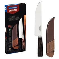 Faca para Carne Tramontina 8' Aço Inox e Cabo de Madeira Polywood com Bainha de Couro Faca para Carne Tramontina 8' Aço Inox e Cabo de Madeira Polywood com Bainha de Couro