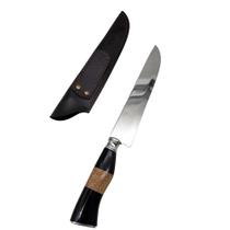 Faca para Churrasco Inox Artesanal Chifre Madeira 8 c Bainha