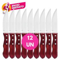 Faca Para Churrasco Jumbo Inox Serra Cabo Madeira 5" Outback Churrascaria Wood Kit 06, 12 Ou 24 Un