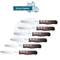 Faca para Churrasco Linha Jumbo Lâmina em Aço Inox e Cabo em Madeira Polywood (Conjunto com 6 Unidades) Faca para Churrasco Linha Jumbo Lâmina em Aço Inox e Cabo em Madeira Polywood (Conjunto com 6 Unidades)