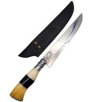 Faca para Churrasco Personalizada Inox Artesanal Cabo Osso Chifre 8" c/ Bainha