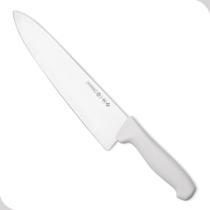 Faca Para Cozinha 10'' Carnes Churrasco Cabo Branca Lamina Inox Mundial