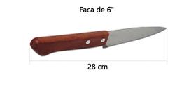Faca para Cozinha 6 e 8 - Cabo de Madeira, Aço Inox Original 28cm ou 33cm - Carnes, Frango, peixe, legumes - PANAMI