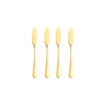 Faca para Manteiga Espatula Pate Aço Inox Dourado Jogo 4un