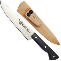 Faca Pequena Artesanal 4'' Com Bainha Couro Cabo De Chifre Mesclado