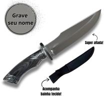 Faca Personalizada Para Caça E Churrasco Com Bainha Cinza