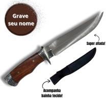 Faca Personalizada Para Caça E Churrasco Com Bainha Madeira
