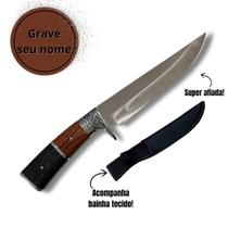 Faca Personalizada Rústica Para Caça E Churrasco Com Bainha