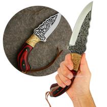 Faca Premium de Caça com Lâmina Forjada em Aço Decorado e Cabo Resistente Multiuso MD10A Faca Premium de Caça com Lâmina Forjada em Aço Decorado e Cabo Resistente Multiuso MD10A