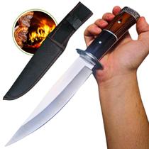 Faca Premium Luxuosa Full Tang Aço Inox Cabo Madeira Robusta Elegante Afiada + Bainha AH312