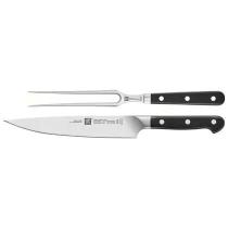 Faca Profissional Churrasco e Cozinha 8 Pol Conjunto 2 peças Henckels Zwilling pro faca de carnes 8 e garfo trinchante e