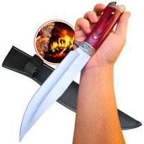 Faca Profissional Luxo Lâmina Inox 440 Full Tang Cabo Madeira e Detalhes em Aço, Bainha TF15