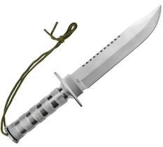 Faca Rambo Prata Com Kit de Sobrevivência Lâmina Inox e Bainha - Enviamos no mesmo dia