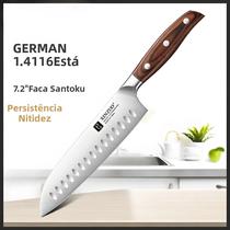 Faca Santoku 7 Polegadas - Aço Inoxidável com Cabo de Sândalo Vermelho