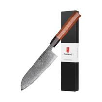 Faca Santoku De 7 Polegadas Em Aço Damasco, Lâmina Afiada Feita À Mão, Cabo Octogonal, Faca De Chef