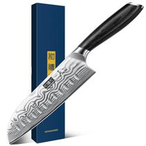 Faca Santoku HOSHANHO 7 Polegadas, Aço em Pó Carbono Japonês Ultra Afiada, Faca de Cozinha Profissional com Cabo Ergonômico Faca Santoku HOSHANHO 7 Polegadas, Aço em Pó Carbono Japonês Ultra Afiada, Faca de Cozinha Profissional com Cabo Ergonômico
