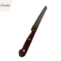 Faca Serrilhada para Pão 8" Aço Inox com Cabo de Madeira Corte Preciso e Conforto