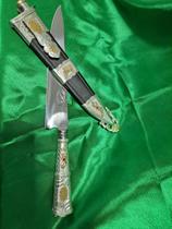 Faca Solingen de prata e ouro c/bainha