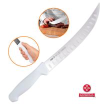 Faca Steak Cut Aço Inox 10” Lâmina 25 cm Chef Curvada Profissional Churrasco Cozinha Cabo AntiMicrobio