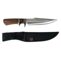Faca Tática Aço Inox 440 Cabo Madeira 30cm Bainha Nylon para Churrasco Camping Pesca 300g