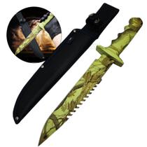 Faca Tática Camuflada Camaleão 37,3cm Lâmina de Aço e Bainha para Aventureiros e Caçadores SLKA152