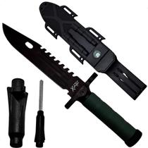 Faca Tática Xingu Bainha Bússola Apito Amolador Caça Pesca