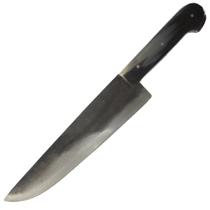 Faca Tradicional Churrasco Aço Carbono 8pol Cabo Chifre Preto
