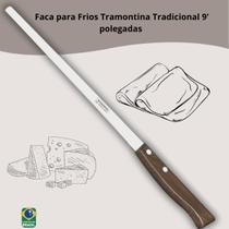 Faca Tramontina Tradicional 9 Pol. Aço Inox para Fiambres e Frios com Cabo Madeira Faca Tramontina Tradicional 9 Pol. Aço Inox para Fiambres e Frios com Cabo Madeira