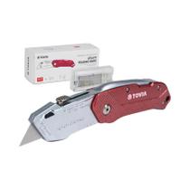 Faca Utilitária Dobrável Com Troca Rápida E 5 Lâminas Extras Para Caixas De Papelão E Embalagens