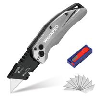 Faca utilitária dobrável WORKPRO Heavy Duty Metal com 10 lâminas