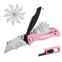 Faca utilitária dobrável WORKPRO Pink Ribbon com 15 lâminas