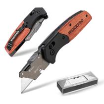 Faca utilitária dobrável WORKPRO Razor Blade com trava de eixo