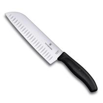 Faca Victorinox Santoku Swiss Classic, Lâmina com Sulcos Extremamente Afiada, 17cm,Preta, 6.8523.17G