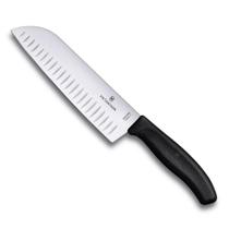 Faca Victorinox Santoku Swiss Classic, Lâmina com Sulcos Extremamente Afiada, 17cm,Preta, 6.8523.17G