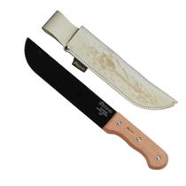 Facão Carbono Cabo Madeira C/Bainha de Couro - Cimo