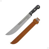 Facão Corneta Original 12 Aço Carbono 3 Listras Com Bainha De Couro Roçadeira Mato Pesado