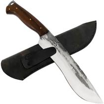 Facão Fighter Artesanal 10' Aço Carbono 5160 Full Tang 4mm Cabo Madeira Imbuia com Bainha