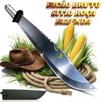 Facao Gigante Tatico Para Fazenda Roça Aco Inox Full Tang Serrilhado Bainha