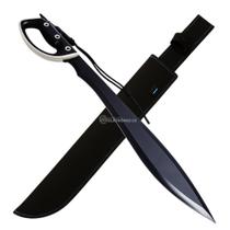 Facão Machete Aço Inoxidável 44cm Lâmina Lisa e Serrilhada com Bainha SLKK52 Facão Machete Aço Inoxidável 44cm Lâmina Lisa e Serrilhada com Bainha SLKK52