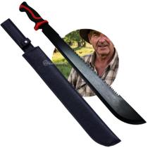 Facão Machete com Serra no Dorso, Cabo Bicolor Emborrachado e Bainha SLKK49 Facão Machete com Serra no Dorso, Cabo Bicolor Emborrachado e Bainha SLKK49