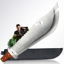 Facão Rural Camping Trilha Pesca Corte Mato Galhos Cana 48cm Lâmina Aço Inox Serrilhado Cabo Madeira Bainha Resistente