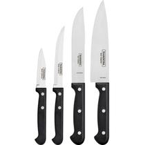 Facas Aço Inox Tramontina Ultracorte Cabo Preto 4 Peças Facas Aço Inox Tramontina Ultracorte Cabo Preto 4 Peças