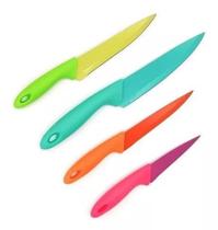 Facas De Cozinha Kit Conjunto Jogo 4 Coloridas Dia A Dia