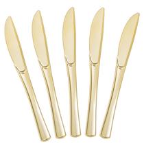 Facas de plástico BESTVIP Gold 100 unidades descartáveis pesadas Facas de plástico BESTVIP Gold 100 unidades descartáveis pesadas