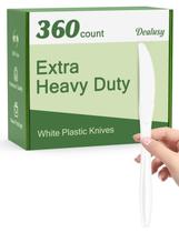 Facas de plástico Dealusy Extra Heavy Duty 360 unidades brancas