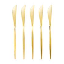 Facas de plástico dourado U-QE, pacote com 60 unidades, pesadas para eventos Facas de plástico dourado U-QE, pacote com 60 unidades, pesadas para eventos