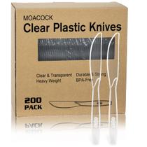 Facas descartáveis de plástico MOACOCK 200 Count Clear Facas descartáveis de plástico MOACOCK 200 Count Clear