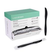 Facas descartáveis Laojbaba 18,9 cm pretas embaladas individualmente