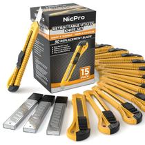 Facas utilitárias Nicpro, pacote de 15, com 30 lâminas extras de 18 mm